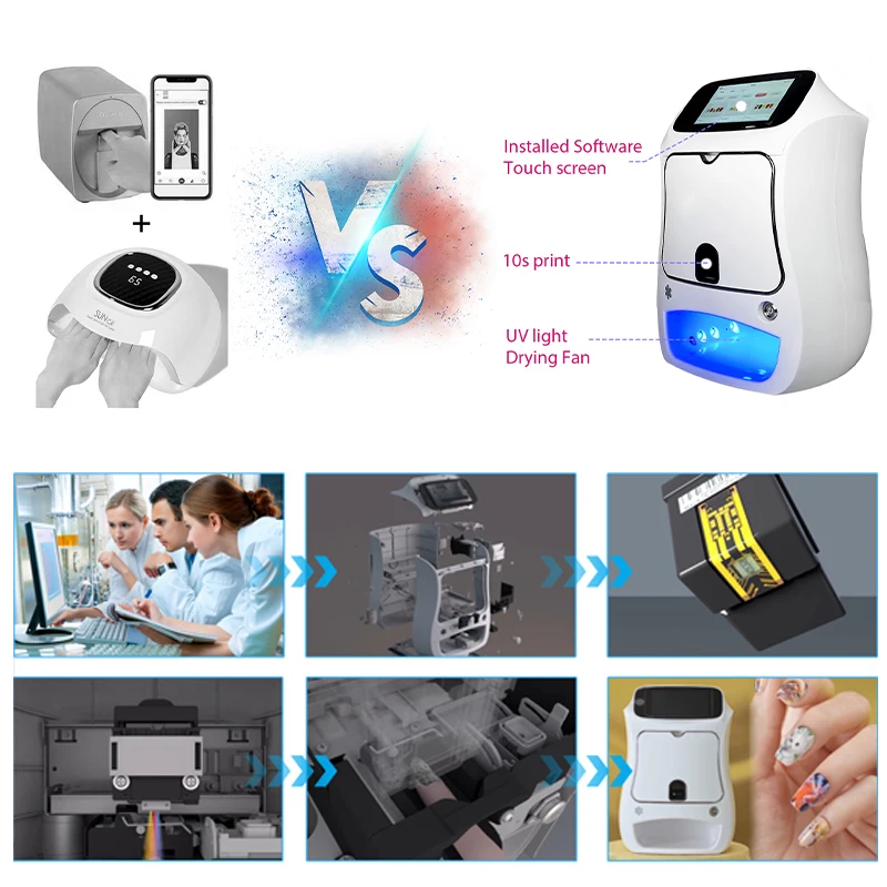 Portable Automatic 3D Digital Intelligent Smart AI Nail Printing Making Machine Printer 10 seconds printing