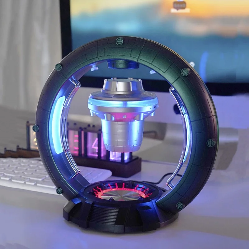 New Magnetic suspension wireless Blue tooth speaker Science fiction spacecraft RGB light touch control Desktop speaker Subwoofer