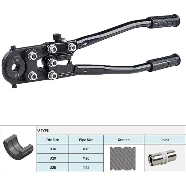 Mechanical Pipe Crimping Tool Crimping Range 16-26mm Pex Crimping Tool Pipe Fitting Tool with U and TH dies
