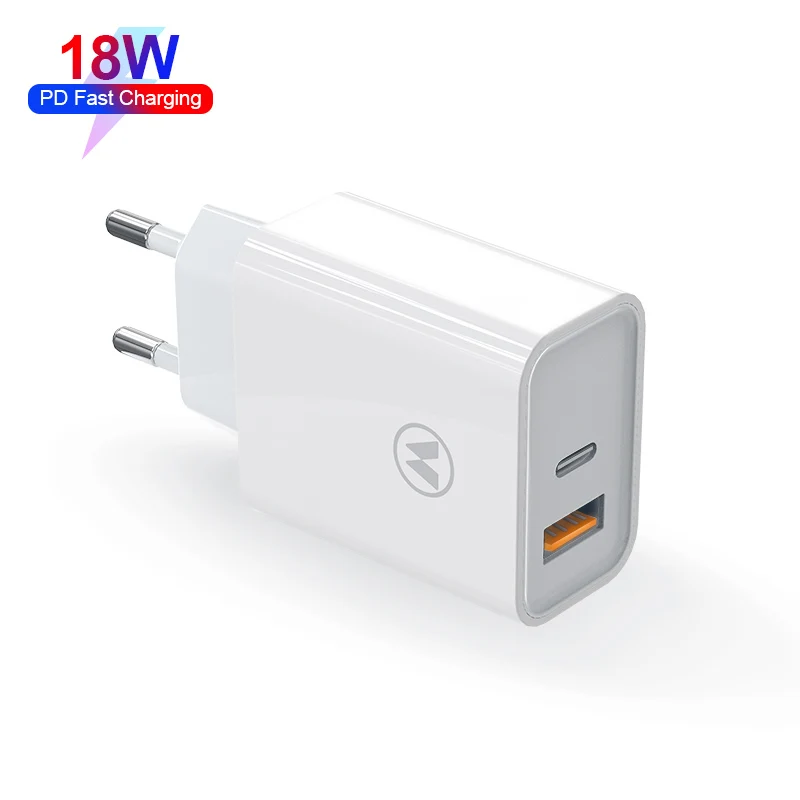 Зарядное устройство с двумя интерфейсами USB type-c быстрое зарядное PD стандарта Великобритании США