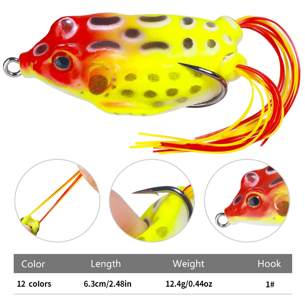 6.3CM New Type 12.4G High Quality Frog Lure Various Size Artificial Fishing Lure Bass Bait Topwater Frog Lure Black