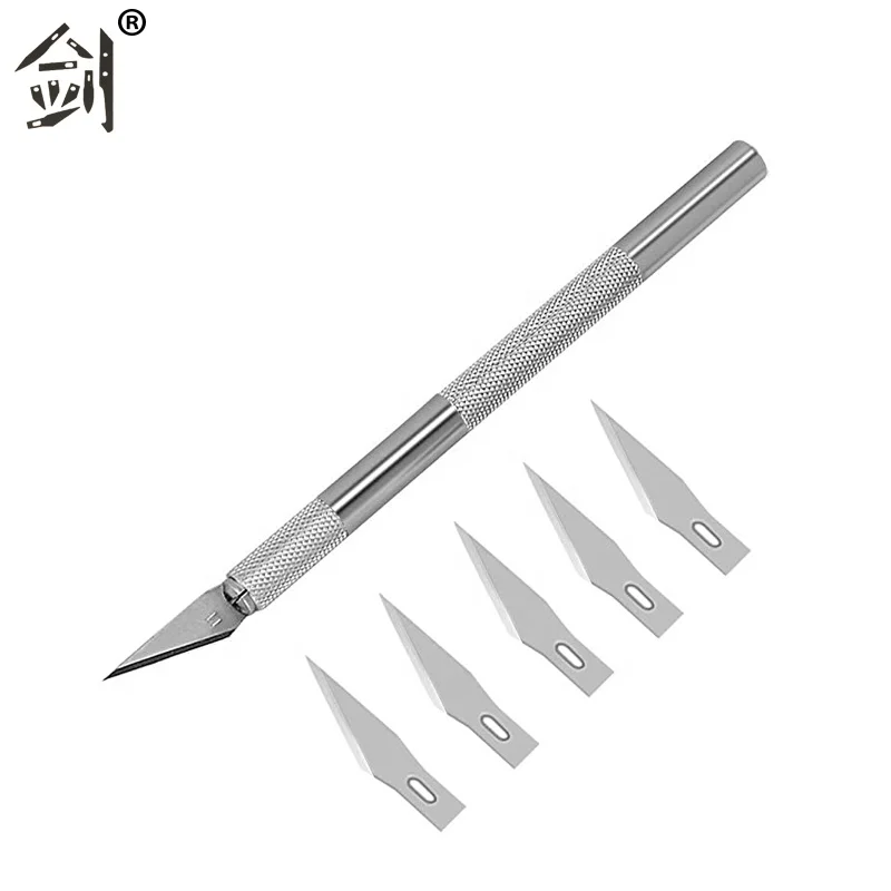 Premium Aluminum Handle Art Craft Hobby Knife with 6 Blades