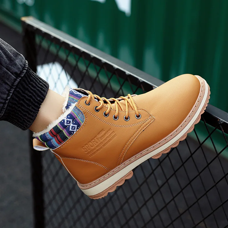 New high top mountaineering waterproof leather  outdoor hiking fashion winter men boots