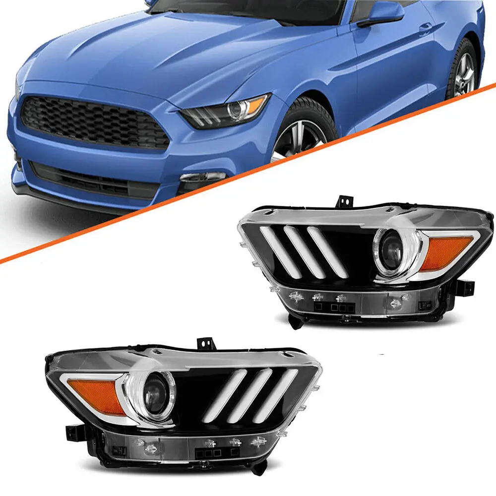 Factory Wholesale Auto Parts HID/Xenon w/LED DRL Pair Projector Headlamp Headlight for 2015-2017 Ford Mustang