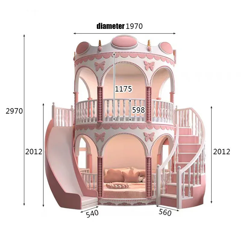 Princess Castle Bunk Bed Bunker Bed Deluxe Pink double bed