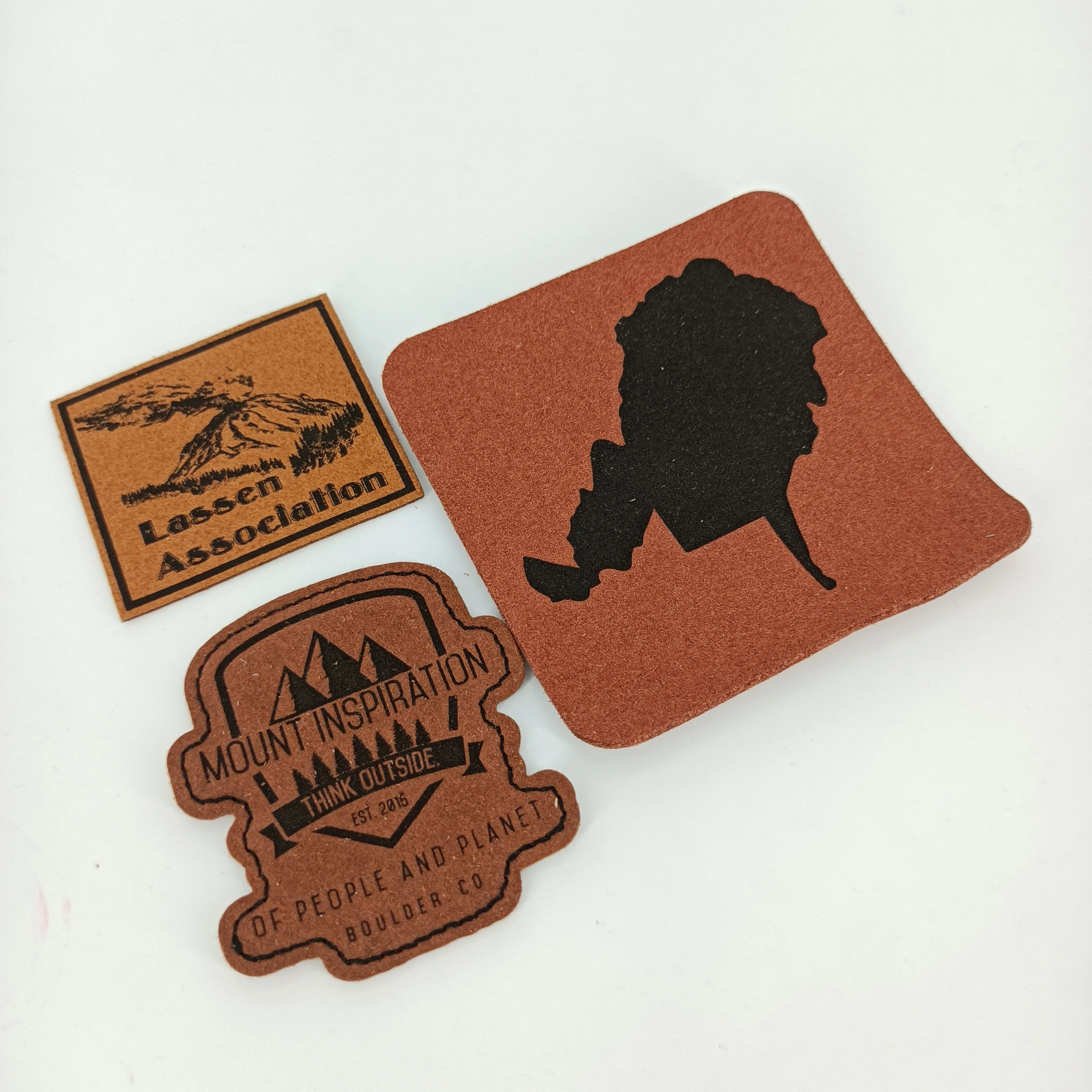 Custom Private Name Embossed Logo Iron On Suede Leather Microfiber Fabric Patches Labels For Hats