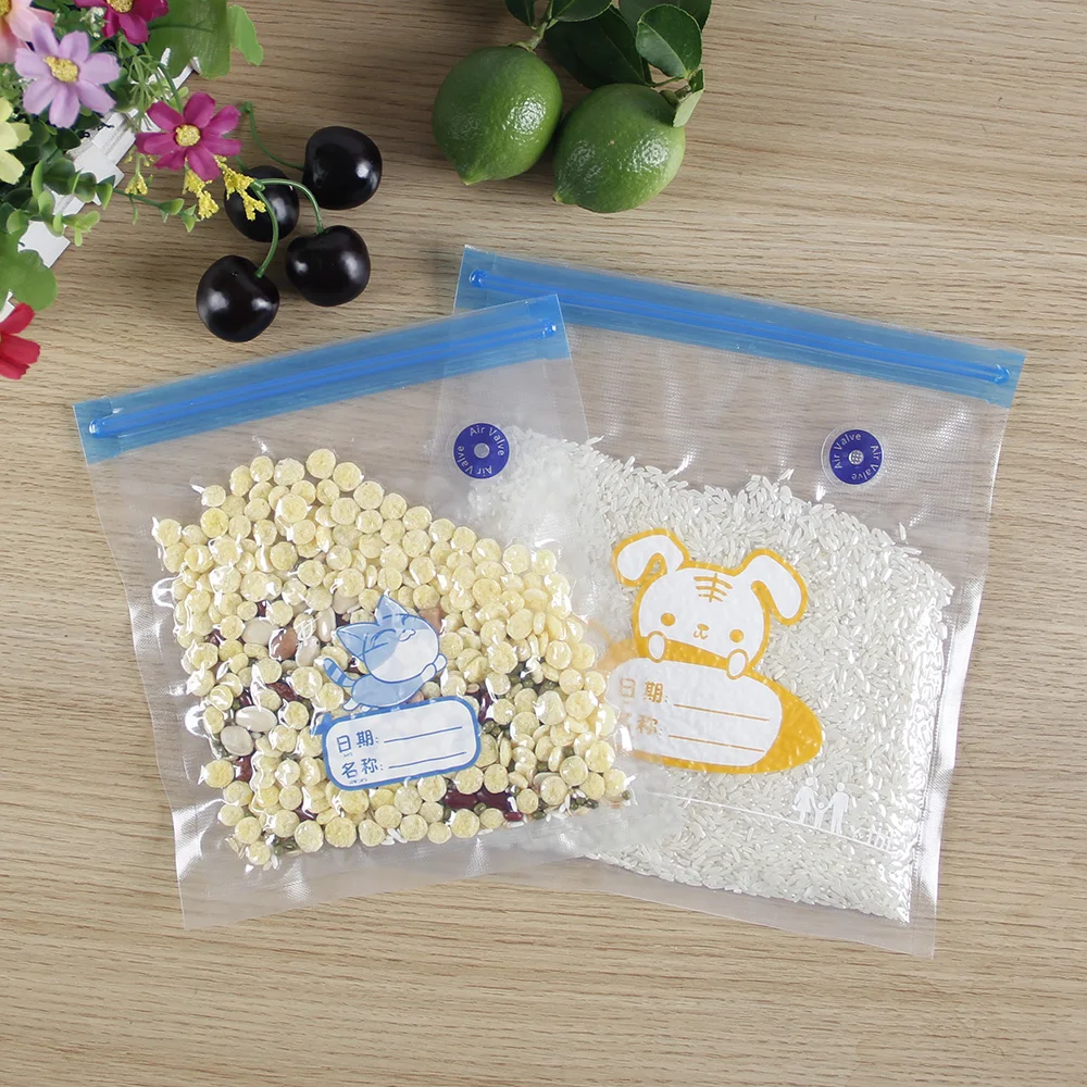 Food grade material air valve compressed vacuum bag reusable thickened puncture resistant vacuum food packing bags with pump