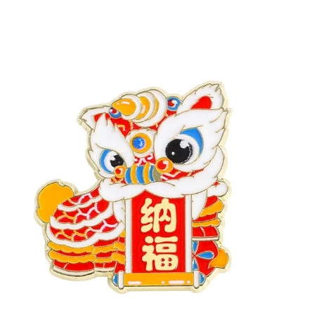 Chinese wind lion brooch national tide festive animal New Year lion dance badge clothing accessories