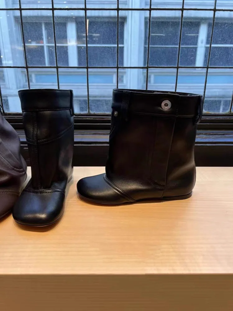 XZR Customize Logo Ladies Flat Boots Wider Ankle Leg Pockets Breathable Anti-Slippery Leather Desert Shoes Women Girls