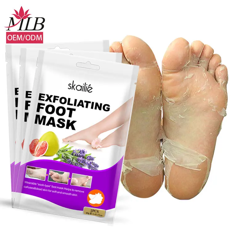 OEM Wholesale Foot Peeling Mask Herbal Pedicure Spa Socks Moisturizing Whitening Lavender Exfoliating Foot Mask