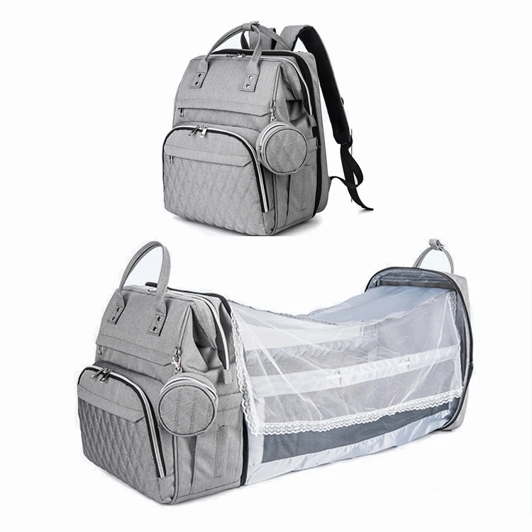 Travel Waterproof Portable Baby Diaper Bag Backpack with Mosquito Net Foldable Baby Bed