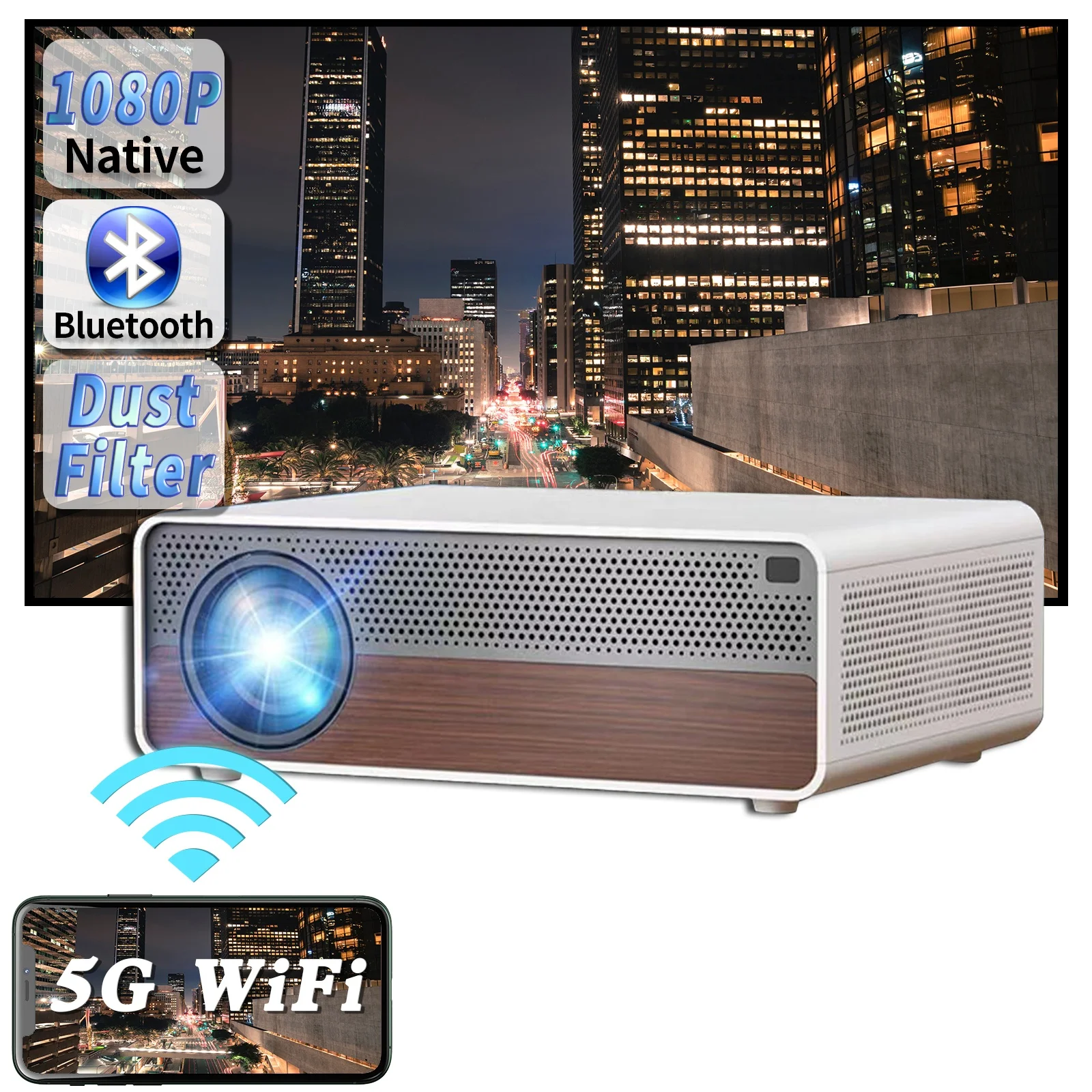 ZAOLIGHTEC A40 LCD 10000 Lumens Full HD Home Theater Video LED Portable Projector for Movie Education Projector