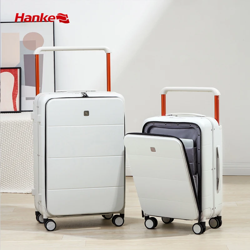 Hanke wholesale aluminum frame trolley luxury suitcase carry on luggage set spinner wheel business travel suitcase luggage