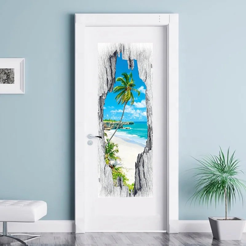 new high quality best rate 3D self adhesive waterproof home decorative door sticker wallpaper stickers