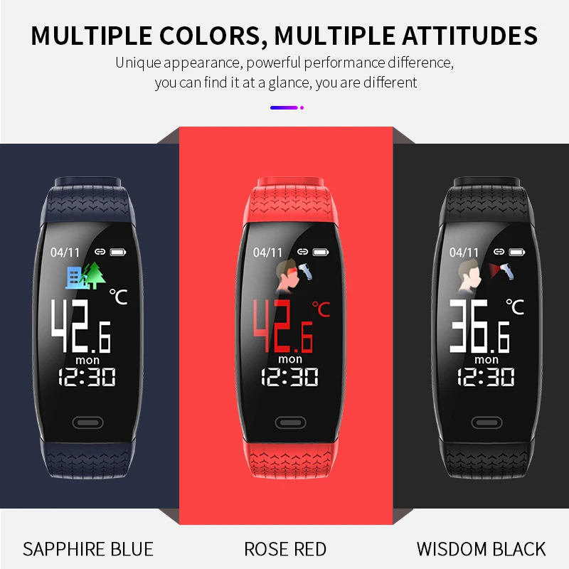 T5 Smart Watch Temperature Heart Rate Monitoring Fitness Watch Waterproof Weather Reminder Smartwatch Sport for iOS An droid