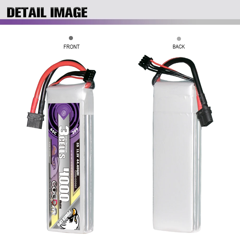 CODDAR RC LiPo Battery 3S 4000MAH 11.1V 60C 120C XT60 FPV Drone EDF Jets Truck Airplane Helicopter MultiCopter Boat RC Hobby