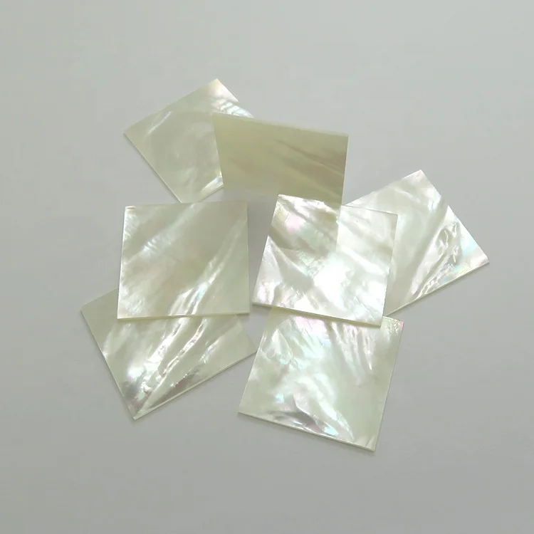 30X30X1.5MM Double Flat Shell Natural White Mother Of Pearl Square Sheet Gemstone For Jewelry Making