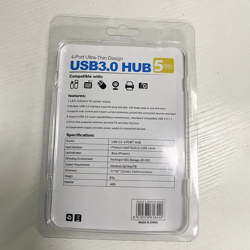Высокоскоростной мини-концентратор с 4 портами Usb 3.0a на Type