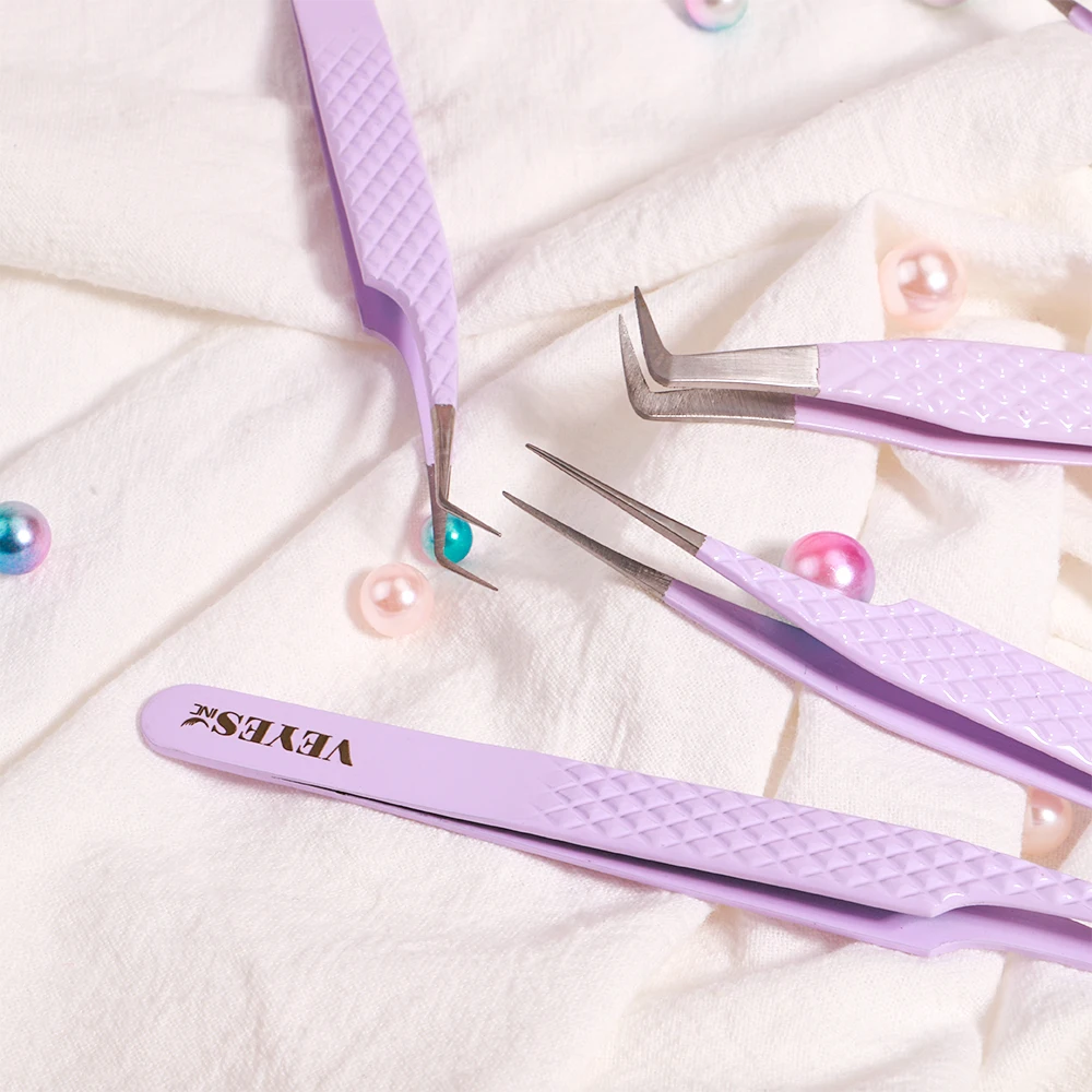 VEYES Custom Logo Tweezers Volume Private Label Stainless Steel Lash Tweezer Eyelash Extension Tweezers