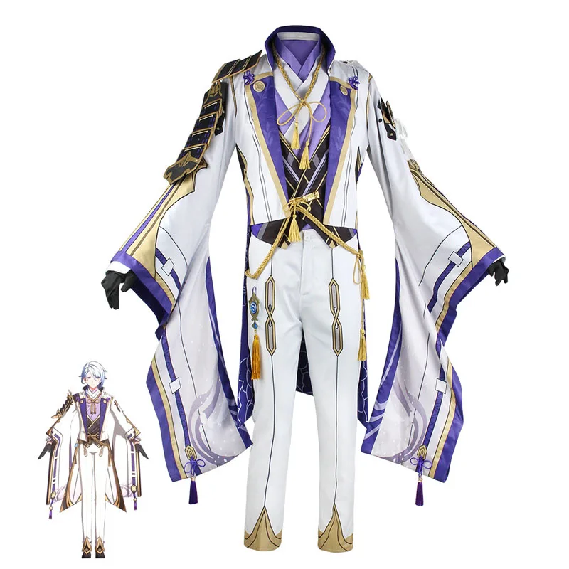 Genshin Impact Kamisato Ayato Cosplay Costume Uniform Anime Halloween Costumes for Men Game