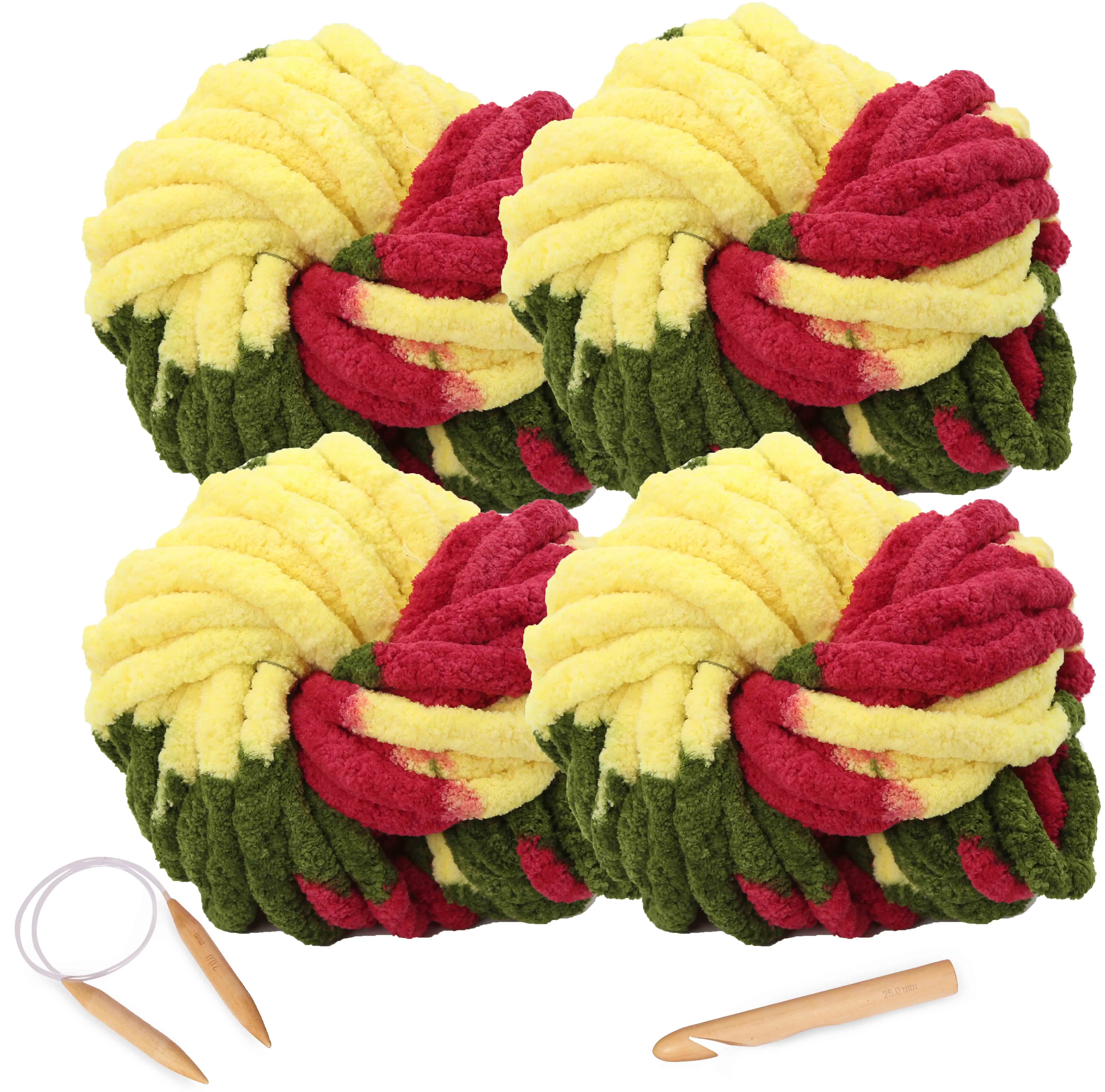 
Super Chunky Hand Knitting Crochet Chenille Blanket Carpet Yarn For 20mm Circular Needle 25mm Hook 