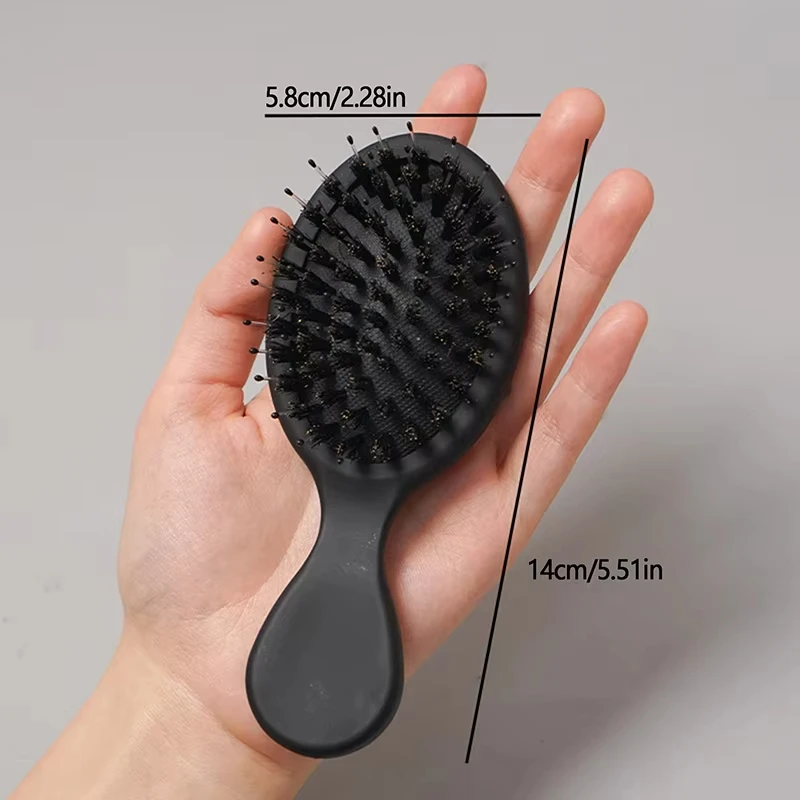 compact small Hair Extensions Brush mini hair detangle brush with cotton bag case packaging bulk blank boar bristle hairbrush