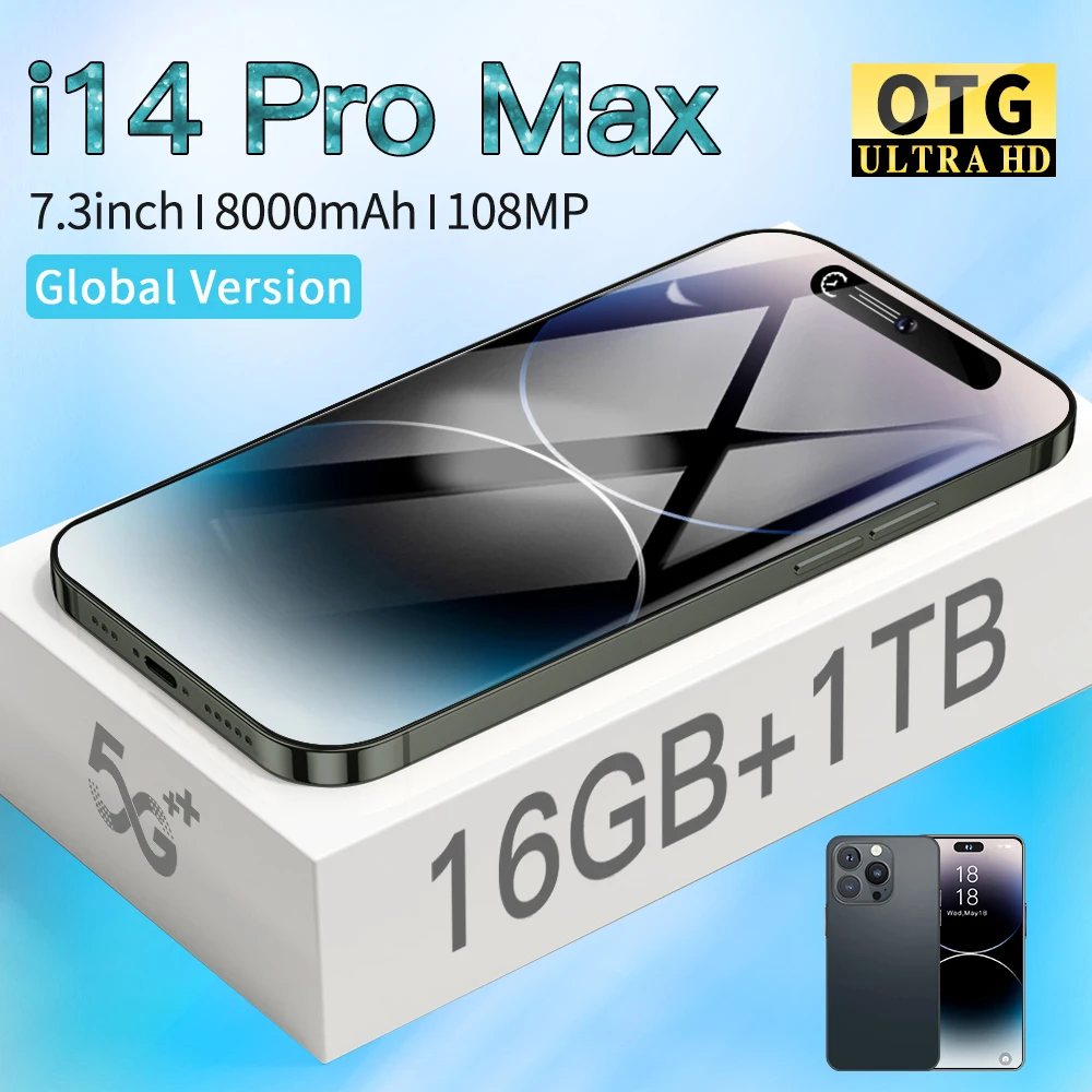 Оригинальный 14 Pro max китайский бренд Android 11 система 7300 мАч аккумулятор 7 3 дюймов 5G мобильный смартфон