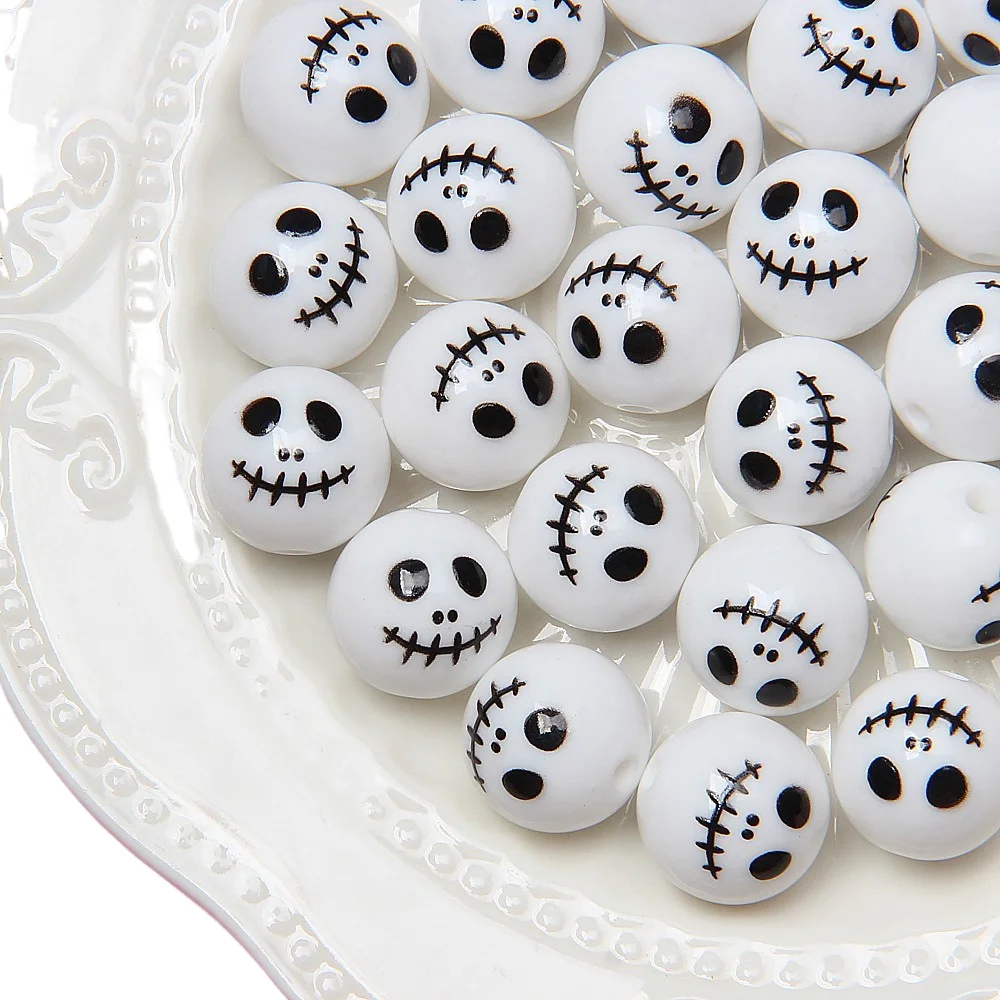 miaobei 2023 Halloween Pumpkin Ghost hand-painted beads Wholesale beaded diy bracelet car hanging loose