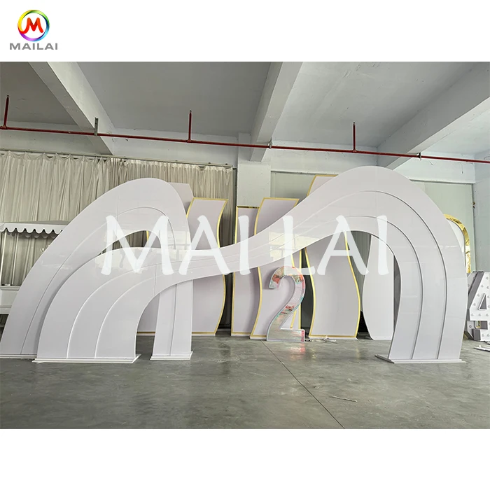 Customized Special Design White Wedding PVC Backdrop Acrylic Arch Background for Event Party Stage