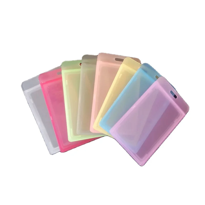 Horizontal Plastic Transparent Staff Working ID card Case Waterproof Name Badge Holder for school