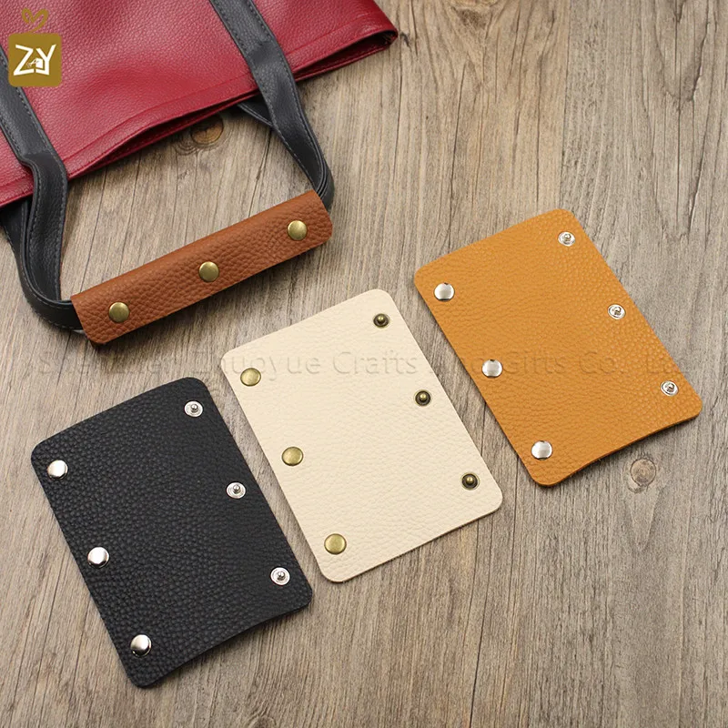 Handbag Handle PU Leather Wrap Cover, Luggage Grip Protector Saddle with Brass Clasp for Shopping Bag Suitcase Tote Bag