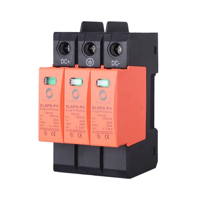 XLSPD-PV TUV CE T2 2P 3P 20KA-40ka DC 100V 500V 600V 800V 1000V 1200V 1500V solar PV SPD DPS Защита от перенапряжения