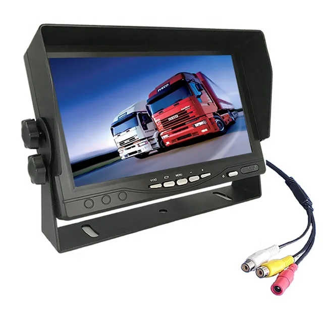 DC9V-35V Desktop TV Monitor 7 Inch TFT LCD Display Screen Car Rearview Monitor Flip Down For DVD STB Carplay With 2 Way AV Input