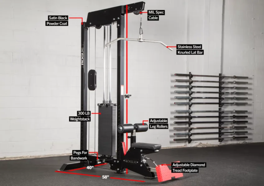 HT fitness strength training cable machine pin loaded pulldown and low row 2 in 1 machine
