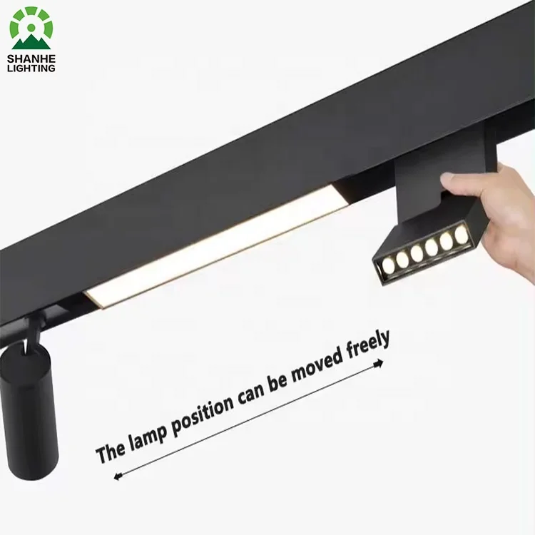 Recessed Magnetic Track Lighting System Flush Mounted Aluminum Linear Rail Section Magnet light tracklight