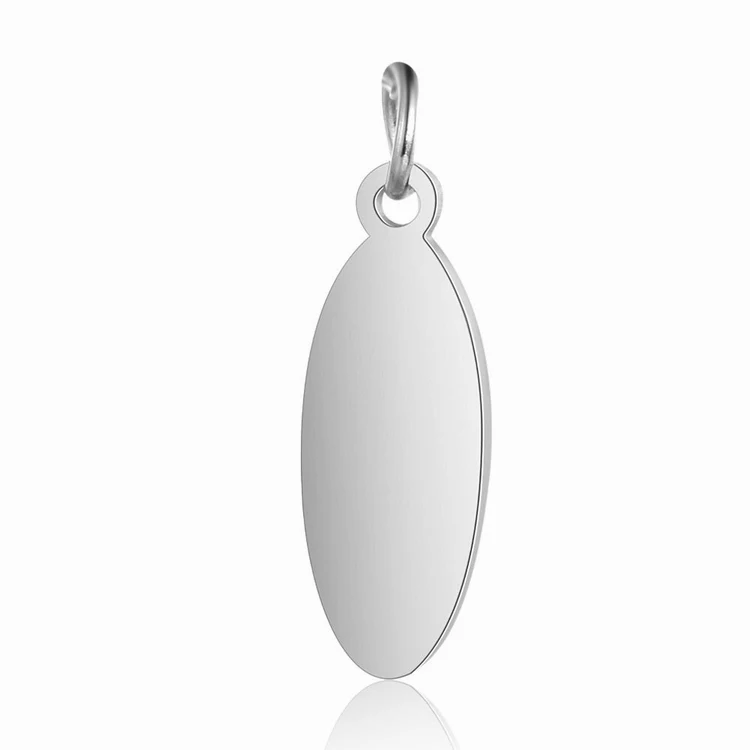 High quality stainless steel custom engraved brand logo metal stamped jewelry oval tags for bracelet logo hang tags