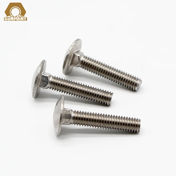 stainless steel din 603 bolt m4 m3/4/14/16 screw stainless mushroom head bolt square neck carriage bolt