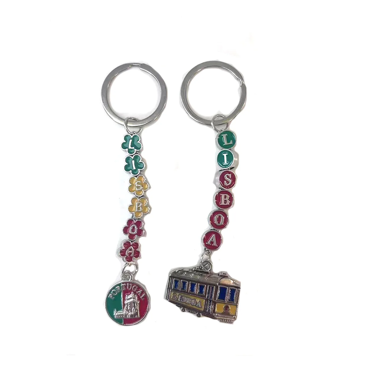 Lisboa new arrival  keychain custom logo  metal cute letter bus love shape souvenir tourist zinc alloy  charming  key chain