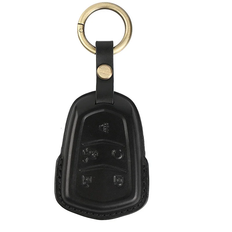Wholesale New Genuine Leather Car Key for Cadillac  ATS-L CT6 XTS XT5 CTS SRX Smart Cover Remote Shell Case Keychain
