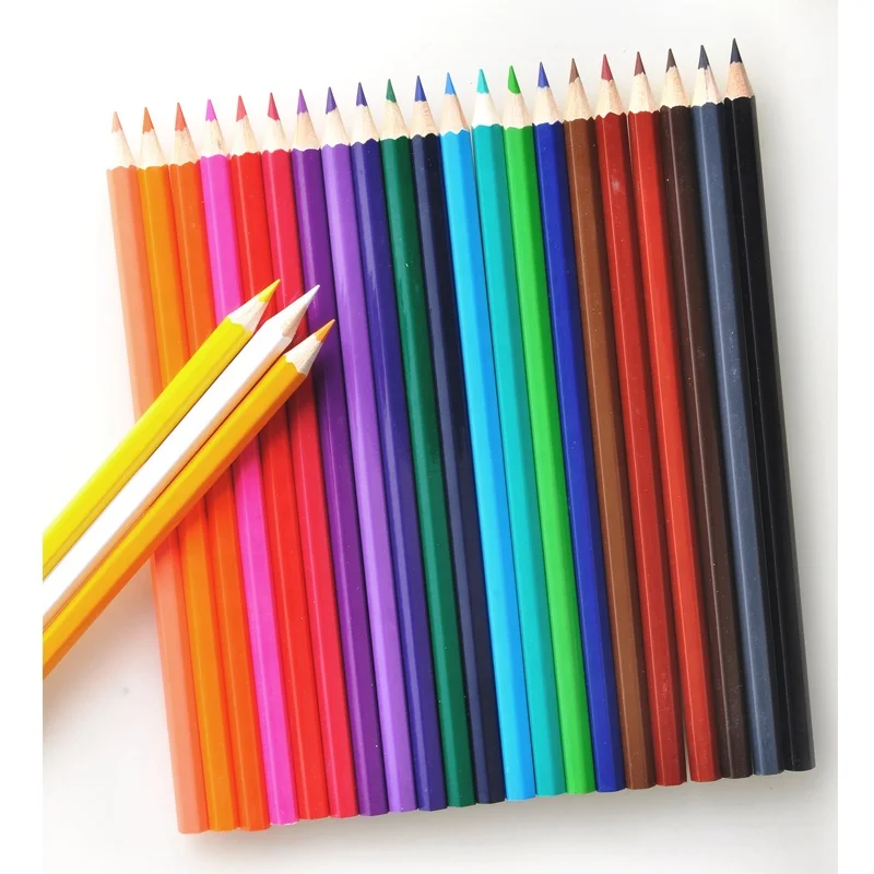 Customized logo 7 inches basswood hexagonal  24 color pencil for school