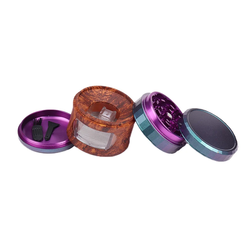 New arrival 4 layer 64mm aluminum alloy cigar herb spices grinder with window