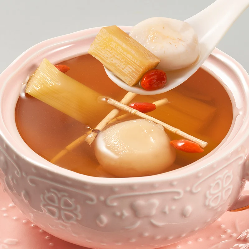 Natural Health High Quality Nutritional Breakfast Sweet Fast Meal Soup Canned Sugarcane Imperata Water Chestnut Instant Dessert