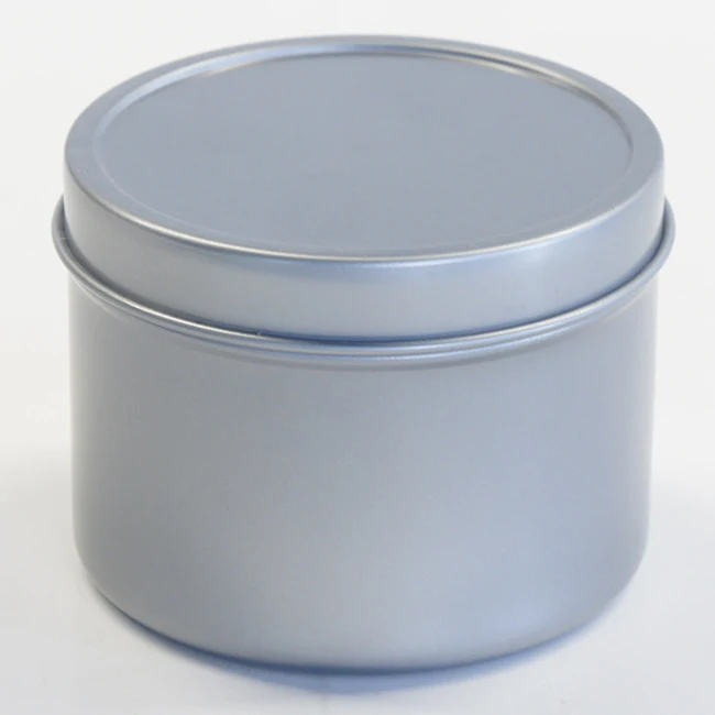 
Deep Round Slip Lid Tin Can for 2OZ Silver Grey Candle metal box 