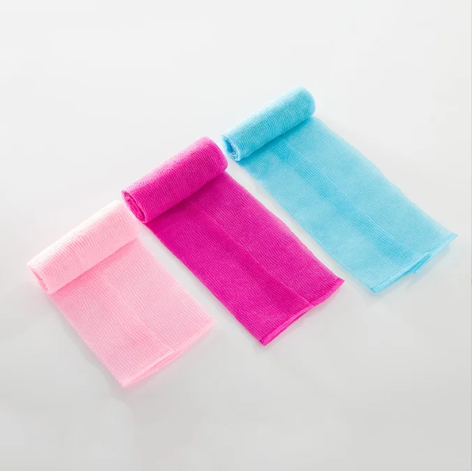 Long Nylon Korean Japanese Bath Scrub Towels Exfoliating Body Wash Cloth