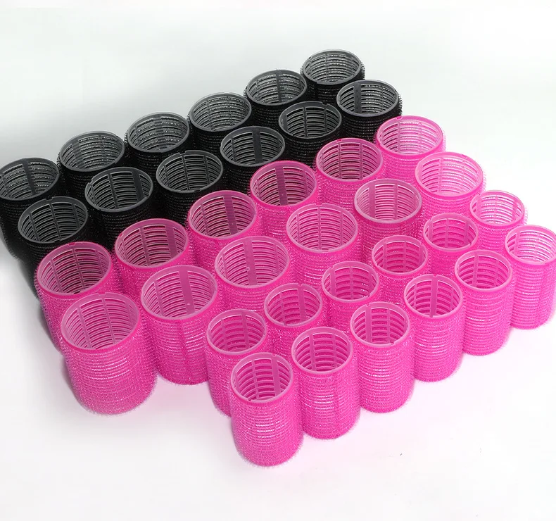 Factory direct sale 20pcs no heat plastic hair rollers set 3 sizes self grip nylon hair rollers with pins