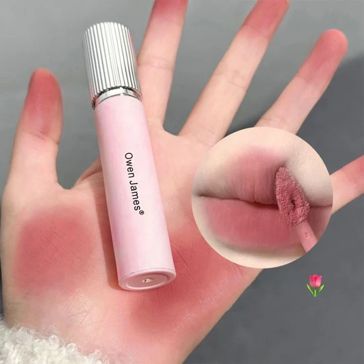 New Fashion Luxury Girl Pink Lip Gloss Matte Waterproof Natural Liquid Lipstick Customized Non stick Cup