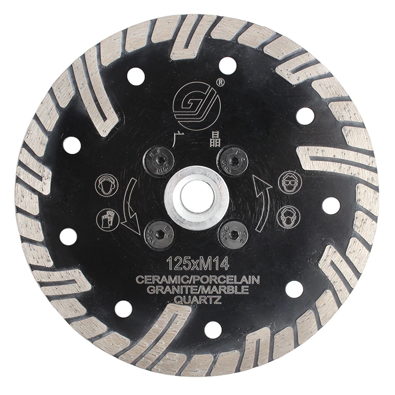 GJ Latest Design 5 Inch 125mm Diamond Continuous Edge Guard Turbine Saw Blade Granite Marble Sandstone Red Brick Cutting Tool