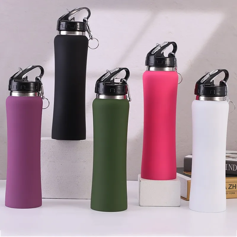 Ailingalaxy new rubber paint 350ml 500ml 750ml custom logo water bottles for sports outdoor gym vacuum insulation bottle