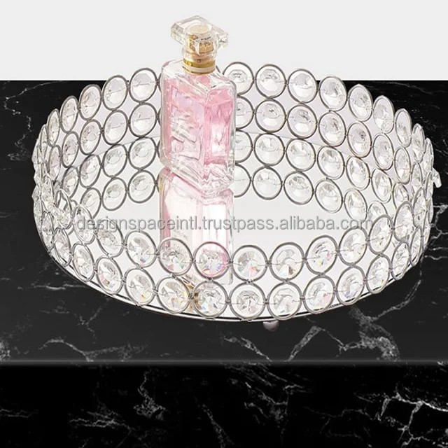 Stylish Crystal Beaded Tray for Serving with suitable price