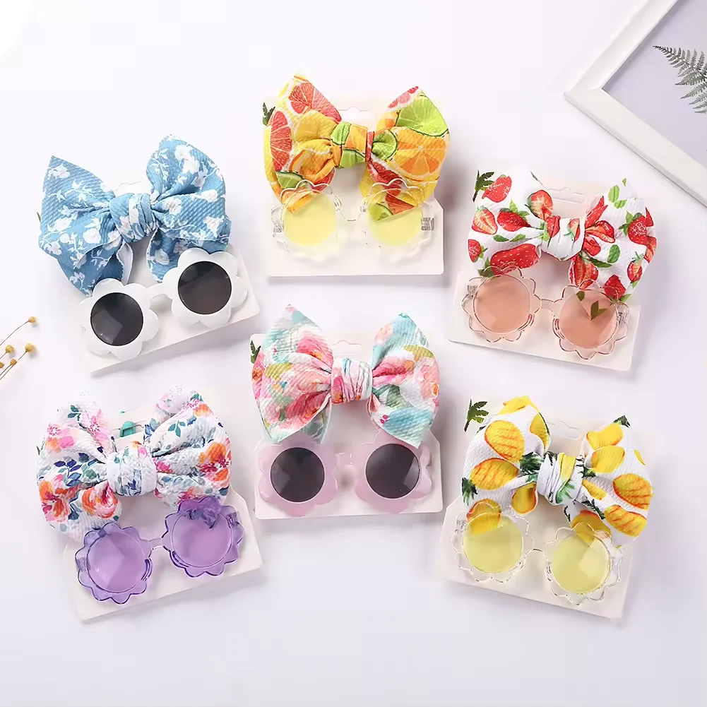 Kids Flower Sunglasses with Elastic Nylon Baby Headband Bohemia Beach Seaside Sun Glasses Children Sunglasses